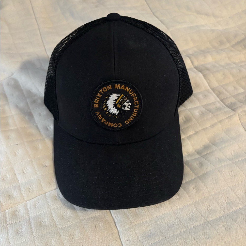 Brixton Black and Gold Manufacturing Indian Trucker Hat